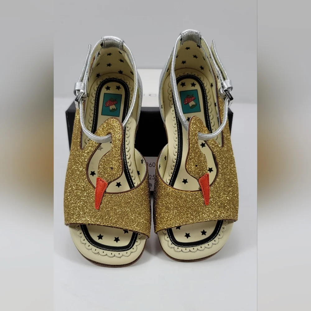 Gucci Kids Gold Swan & Silver Sandals for Girls  - Stunning - Picture 2 of 11